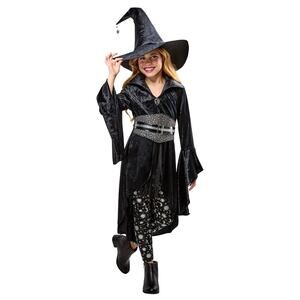 Rubie's Girls Coven Witch Halloween Costume Set Dress Hat Leggings Size L 10-12